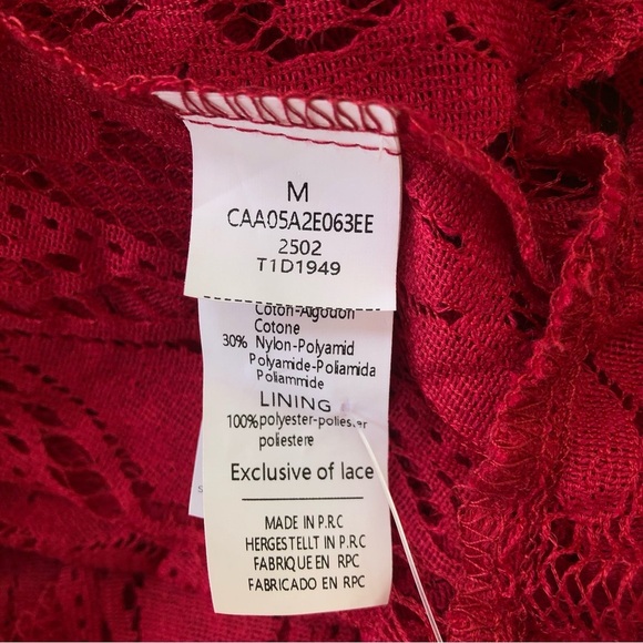 NEW Cupshe Red Lace Hi Low Midi Dress with Pom Pom & Fringe Details Size M - Picture 8 of 10